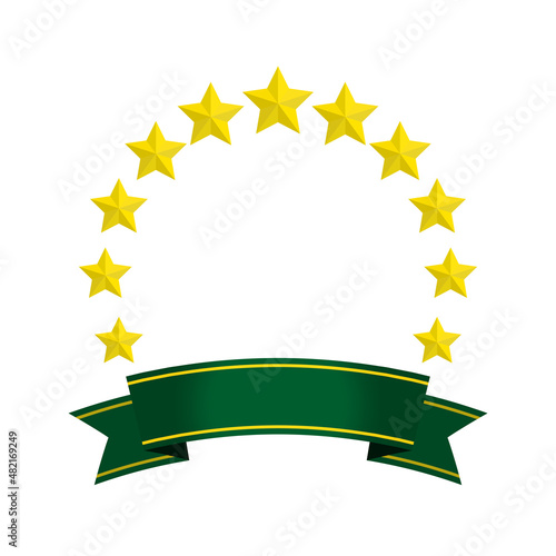 緑のリボンと星の輪のゴージャスなフレーム