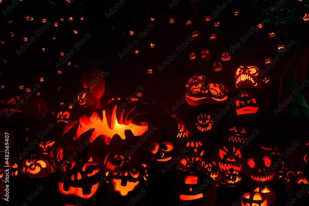 アメリカのハロウィン祭り、ジャック・オーランタンのカボチャ アメリカのハロウィン祭り、ジャック・オーランタンのカボチャ