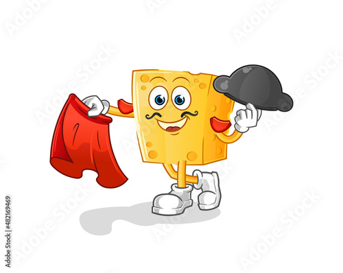 cheese matador with red cloth illustration. character vector