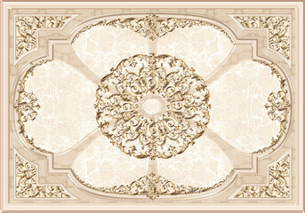 Keuken achterwand Beige Klassiek plafond met goud ornament  © Niko La