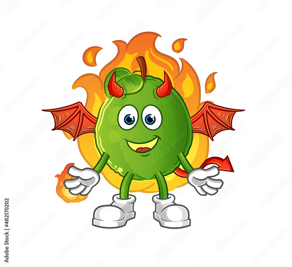 guava demon with wings character. cartoon mascot vector guava demon with wings character. cartoon mascot vector
