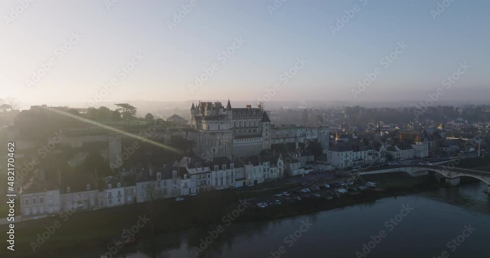 Aerial shot of the castle of Amboise over the french Loire Valley. It is one of the most beautiful piece of architecture from France and, for the reason, thousands of people visit it every year. Aerial shot of the castle of Amboise over the french Loire Valley. It is one of the most beautiful piece of architecture from France and, for the reason, thousands of people visit it every year.