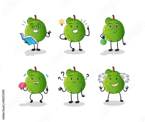 guava thinking group character. cartoon mascot vector