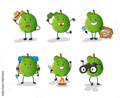 guava adventure group character. cartoon mascot vector