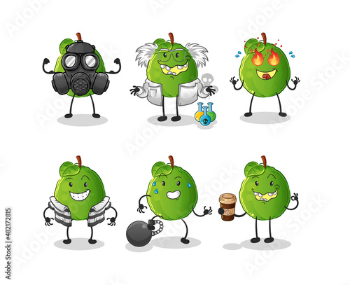 guava villain group character. cartoon mascot vector