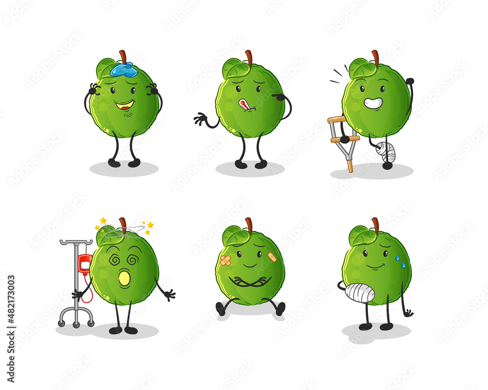 guava sick group character. cartoon mascot vector guava sick group character. cartoon mascot vector