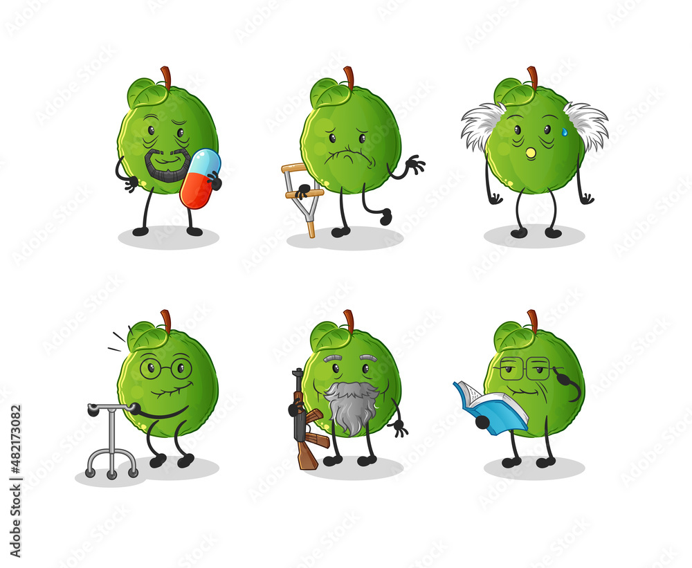 guava elderly character. cartoon mascot vector guava elderly character. cartoon mascot vector