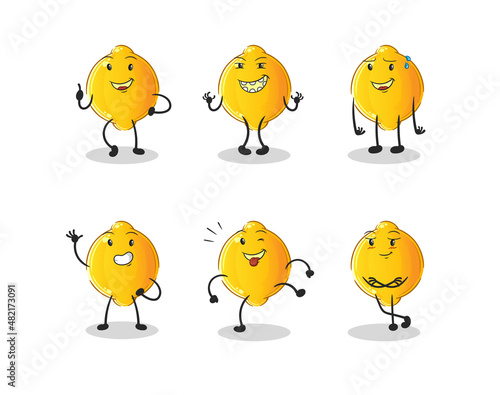 lemon happy set character. cartoon mascot vector