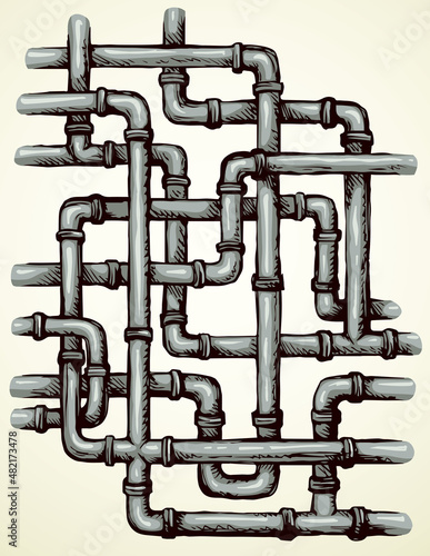Plumbing pipes. Vector drawing symbol