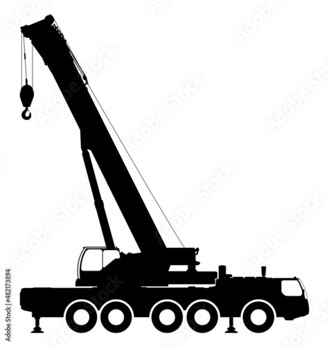 The crane Silhouette on a white background.