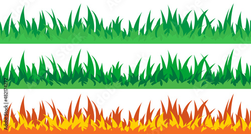 Vector illustration the set of seamless the grass.
