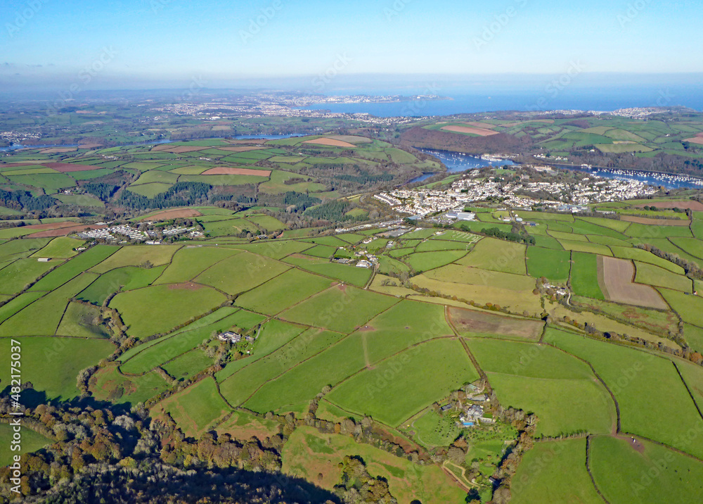 Aerial view of fields in Devon and Dartmouth Aerial view of fields in Devon and Dartmouth