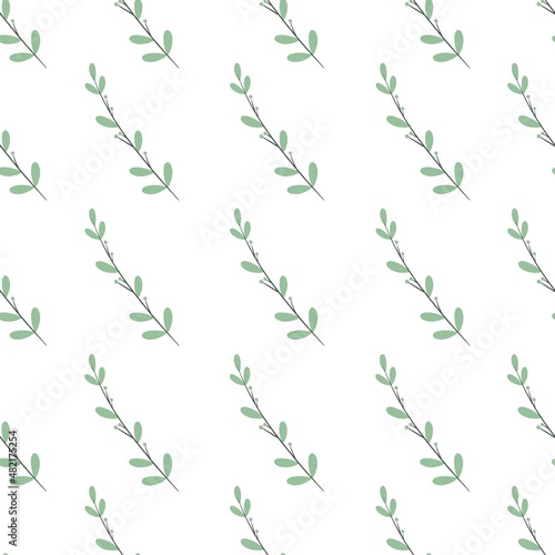 simple cute floral pattern - beautiful little leaves of a plant on a white background