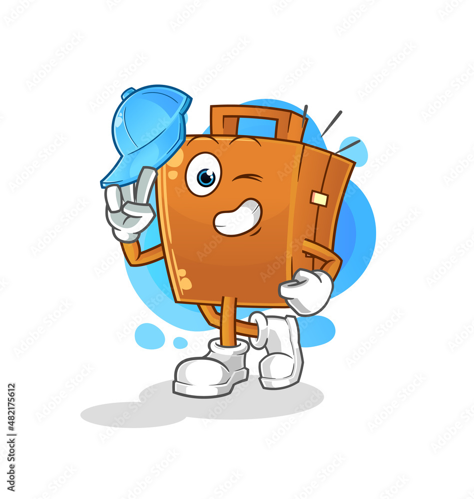 suitcase young boy character cartoon suitcase young boy character cartoon