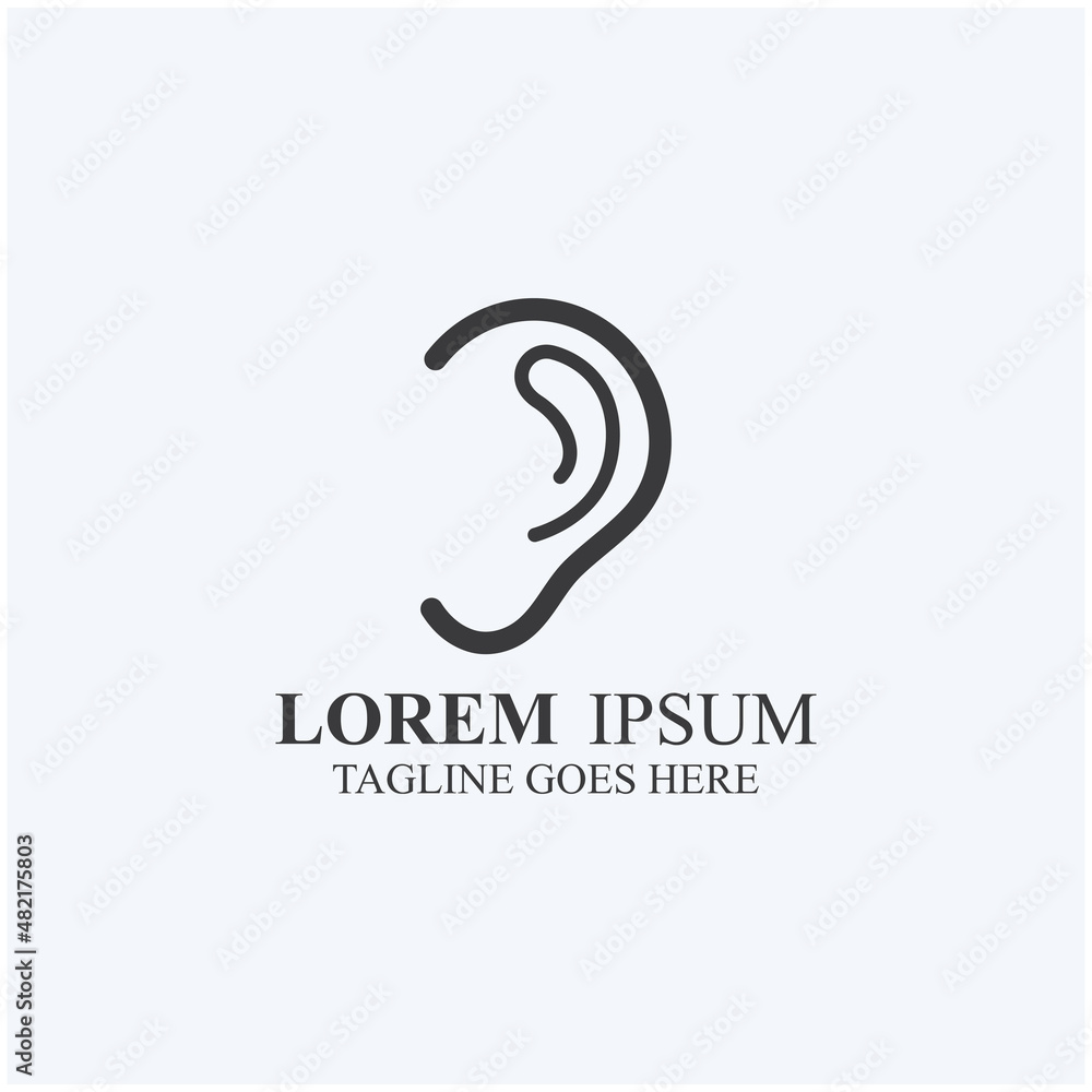 Fototapeta premium sense of hearing or ear icon logo vector design template illustration