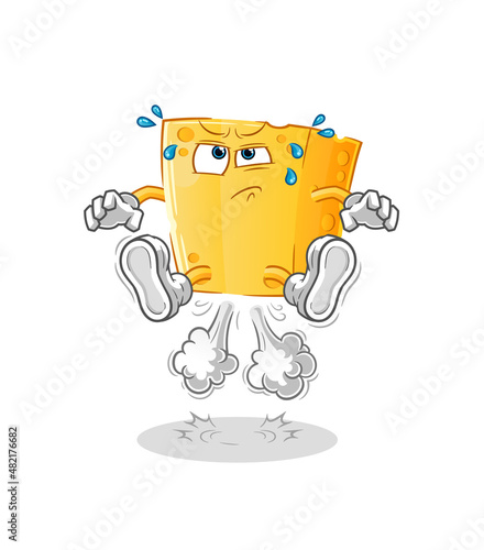 cheese fart jumping illustration. character vector