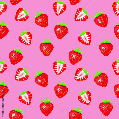 Strawberry fresh fruit seamless pattern 