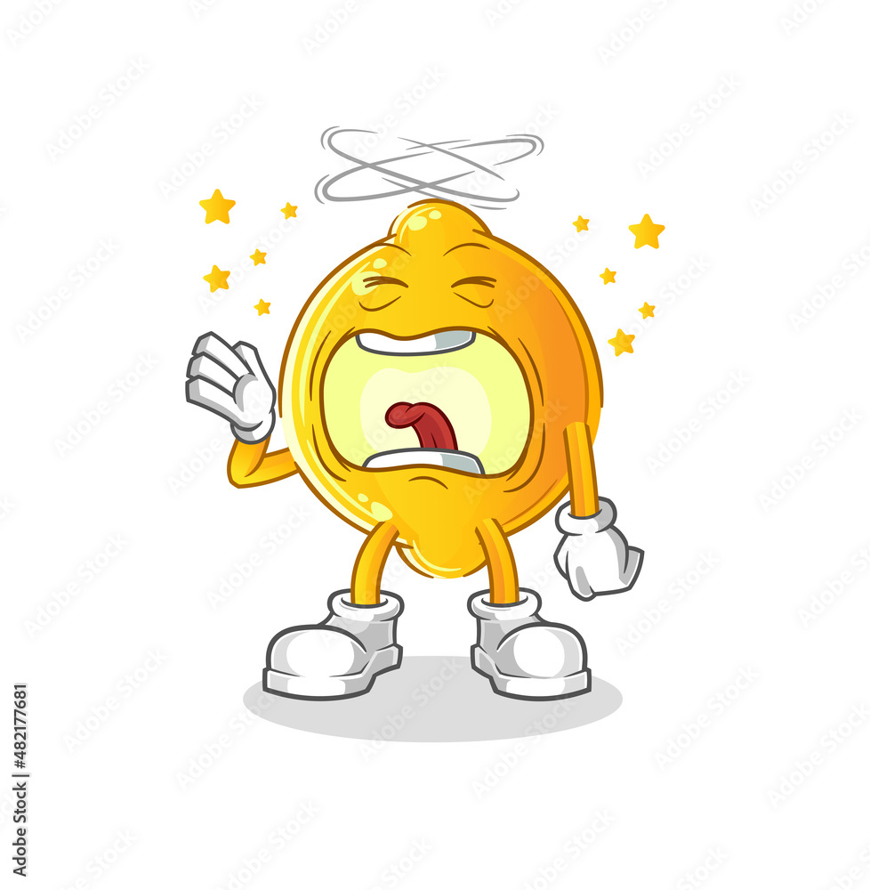 Obraz premium lemon yawn character. cartoon mascot vector