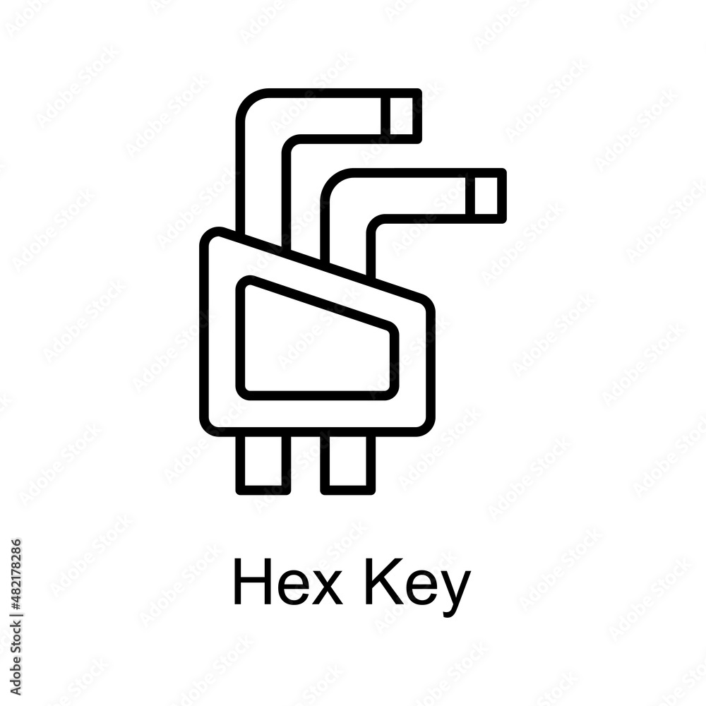 Hex Key vector Outline Icon Design illustration. Home Improvements Symbol on White background EPS 10 File Hex Key vector Outline Icon Design illustration. Home Improvements Symbol on White background EPS 10 File