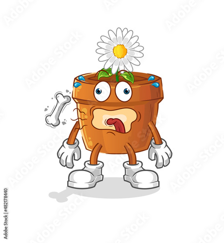 flower pot burp mascot. cartoon vector