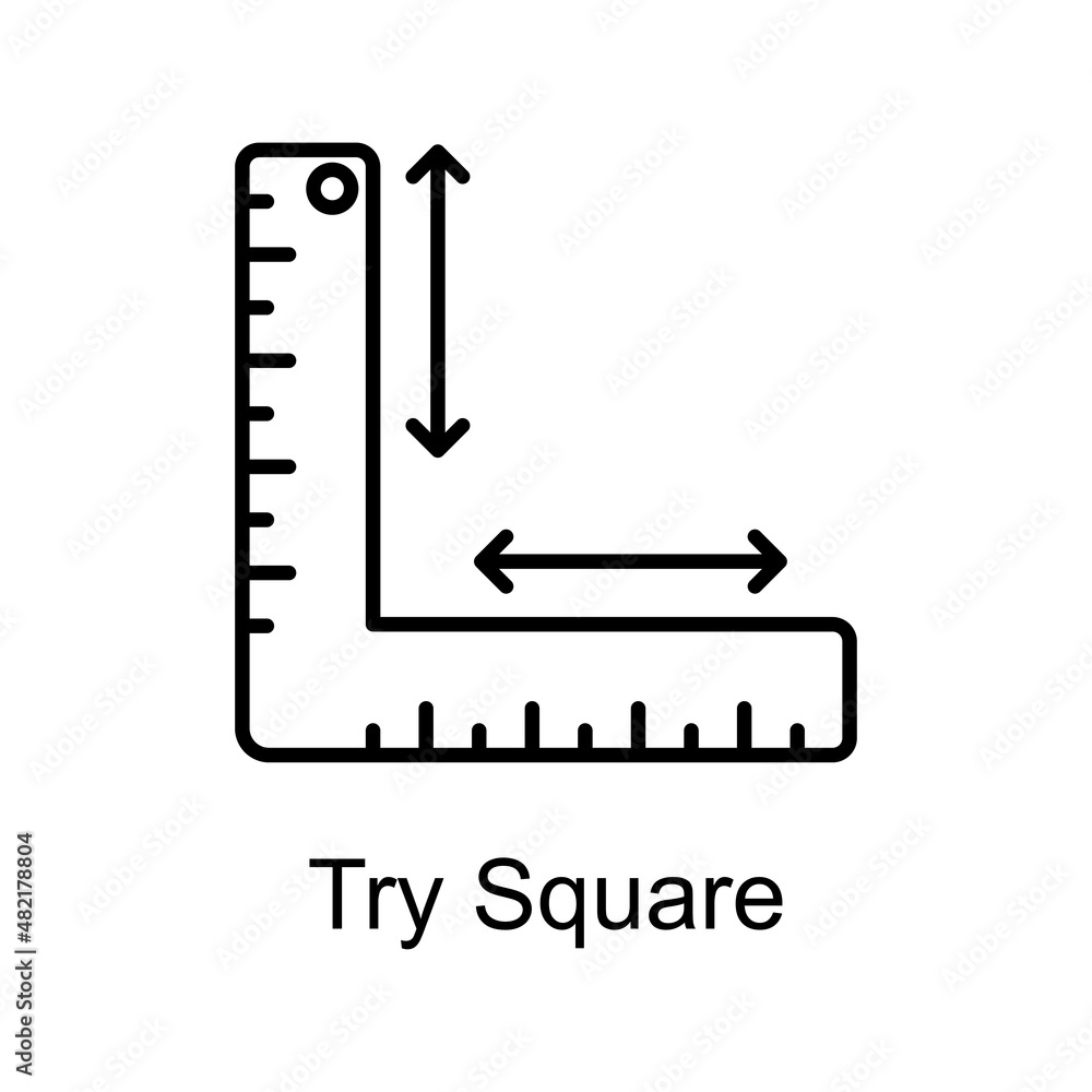 Try Square vector Outline Icon Design illustration. Home Improvements Symbol on White background EPS 10 File Try Square vector Outline Icon Design illustration. Home Improvements Symbol on White background EPS 10 File