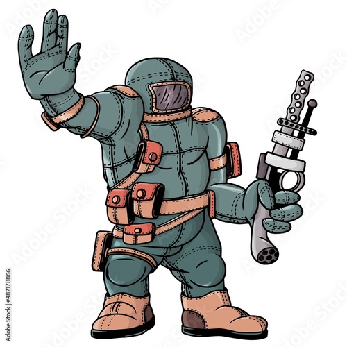 The first contact of the universe. The threat of an alien invasion. Vector illustration