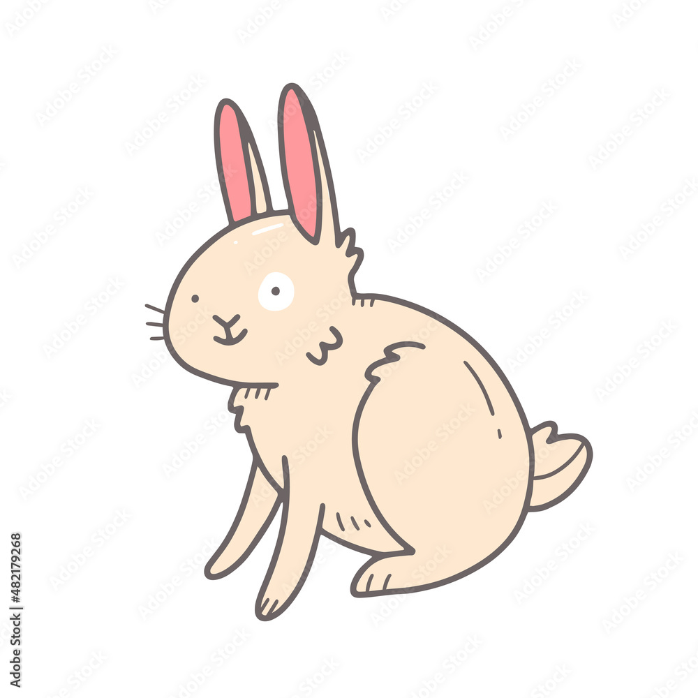 Happy rabbit bunny character in cartoon doodle style. Vector animal isolated illustration. Happy rabbit bunny character in cartoon doodle style. Vector animal isolated illustration.
