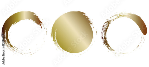 Golden paint strokes  round frame