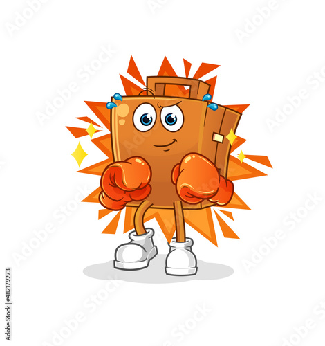 suitcase boxer character. cartoon mascot vector