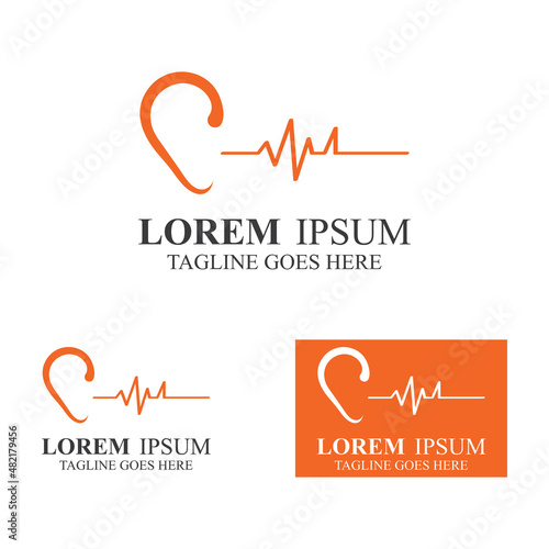 sense of  hearing or ear  icon logo vector design template illustration