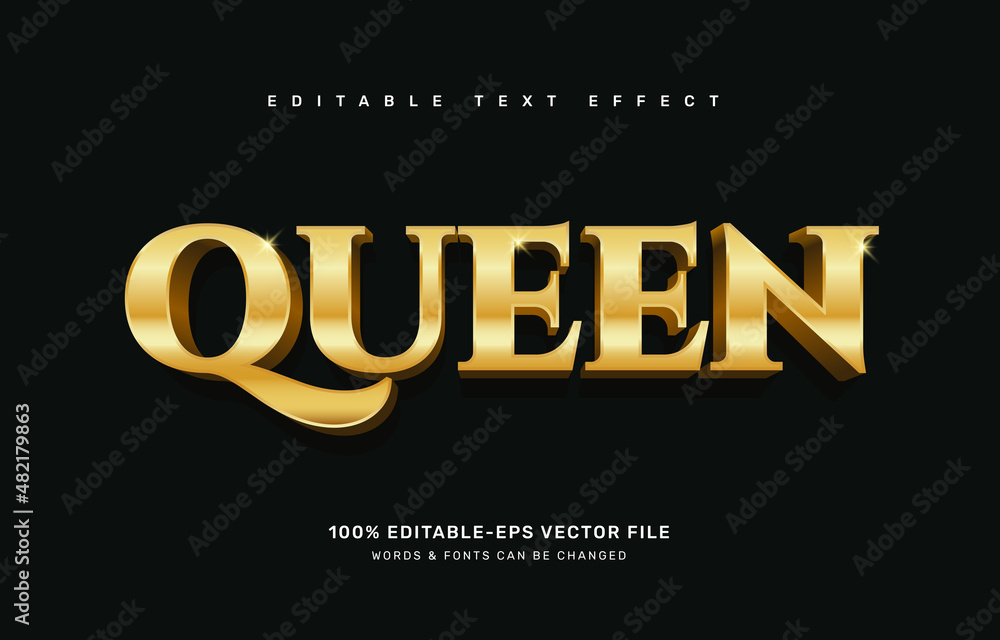 Fototapeta premium Gold Queen editable text effect template