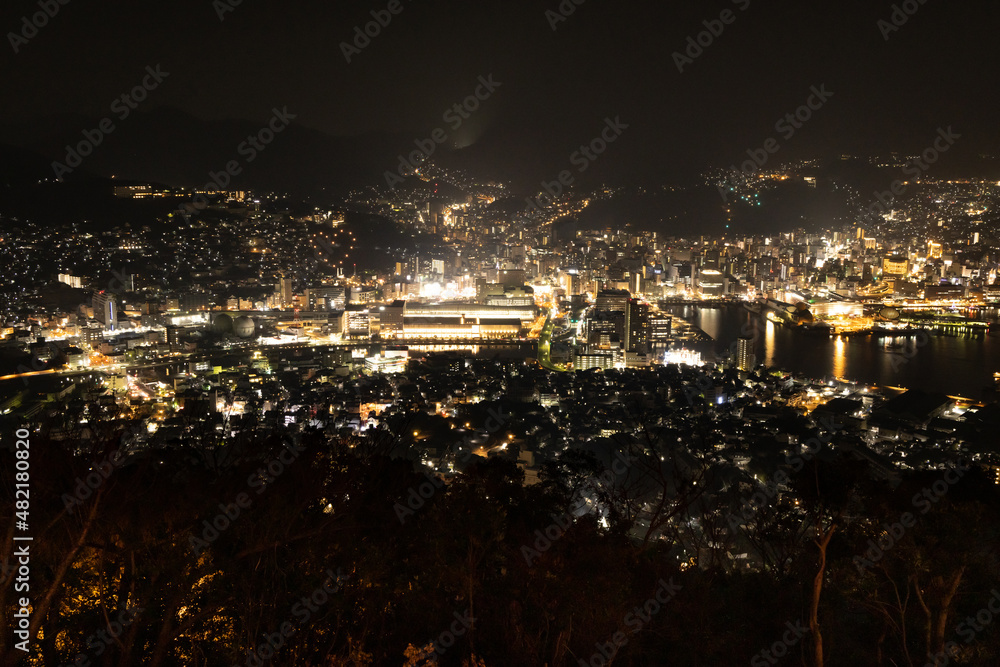 Obraz premium 冬の稲佐山からの長崎の美しい夜景