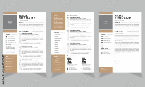 Creative Resume Layout with  professional CV Template Design or Photo