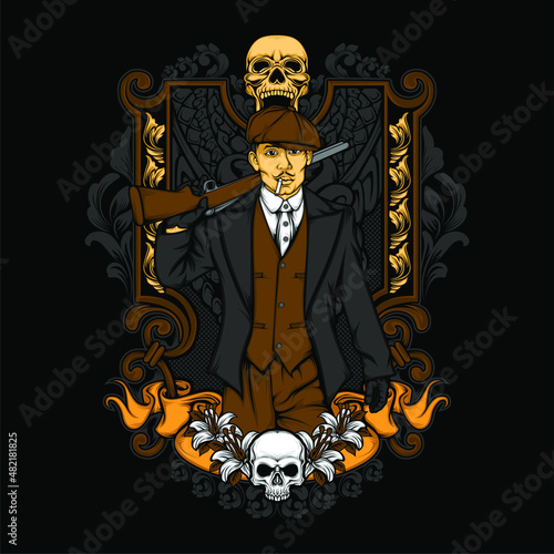 british gangster retro illustration