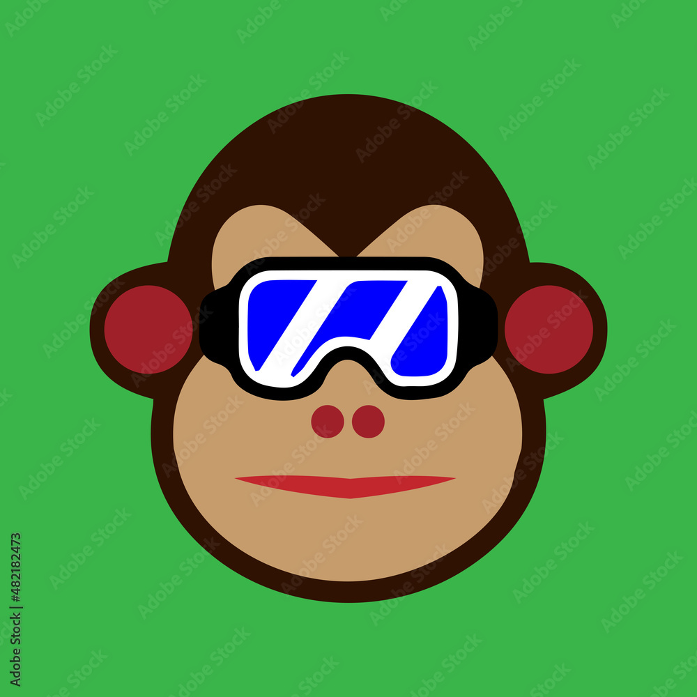 Cute monkey with glasses for game or pet shop or animal comunnity logo