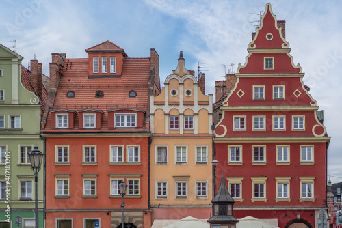 Colorful town houses buildings at Salt Market Square - Wroclaw, Poland
