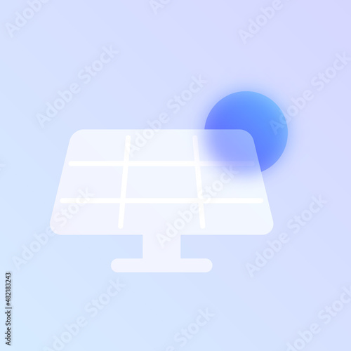 solar panel glass morphism trendy style icon. solar energy color vector icon with blur, transparent glass and purple gradient. for web and ui design, mobile apps and promo business polygraphy