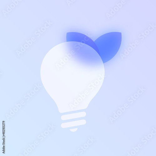 eco energy glass morphism trendy style icon. light bulb with leaves color vector icon with blur, transparent glass and purple gradient. for web and ui design, mobile apps and promo business polygraphy