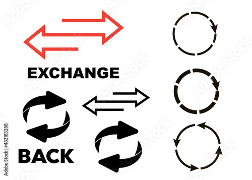 Rotating, circular, cyclic arrows. Recurrence sign. Flip over or turn arrow. Reverse sign