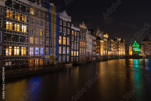 amsterdam canal houses at night