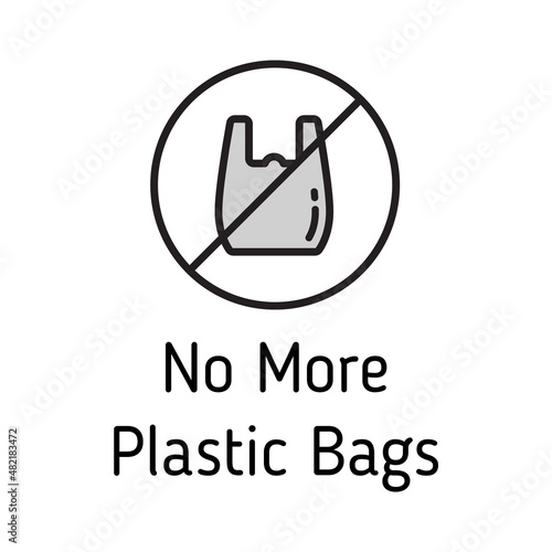 no more plastic bags color filled vector icon isolated on white background. zero waste eco concept. no more plastic bags linear icon for web, mobile and ui design.
