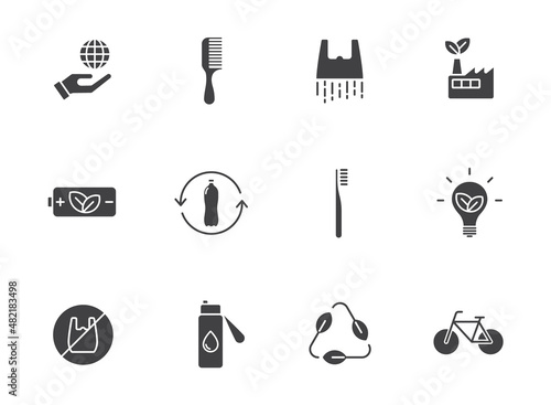 zero waste glyph vector icons isolated on white. zero waste icon set for web, mobile apps, ui design and print