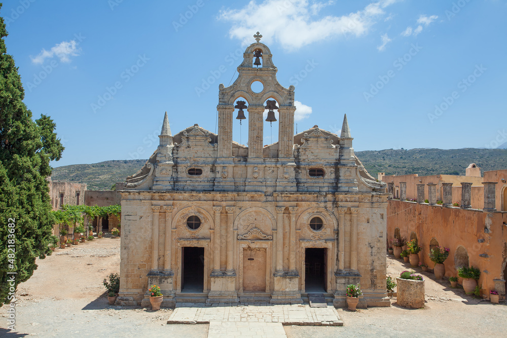 The main church of Arkadi Monastery, Rethymno, Crete, Greece.