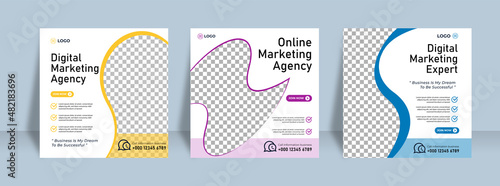 Creative online marketing agency live webinar and corporate social media post template