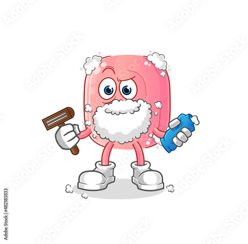 soap shave facial hair vector. cartoon character