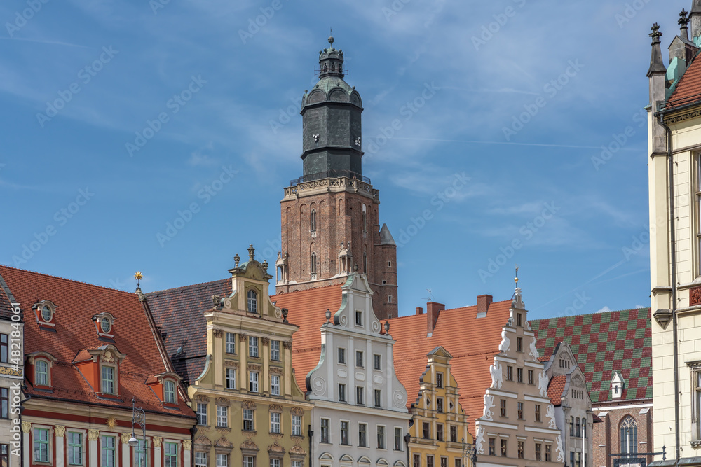 St Elizabeth's Church Tower and Market Square buildings - Wroclaw, Poland