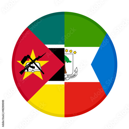 round icon with mozambique and equatorial guinea flags. vector illustration isolated on white background