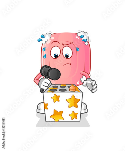 soap play whack a mole mascot. cartoon vector