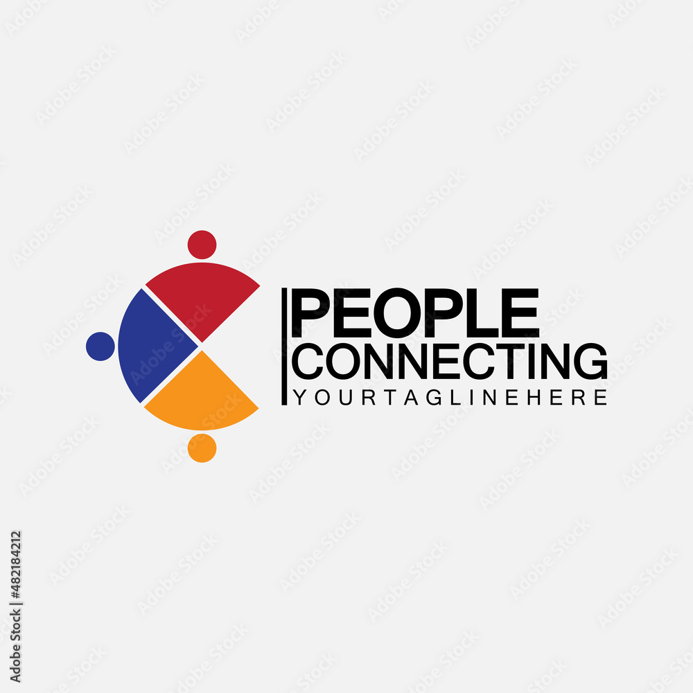 Abstract Initial Letter C Connecting People Logo Vector  Design Template