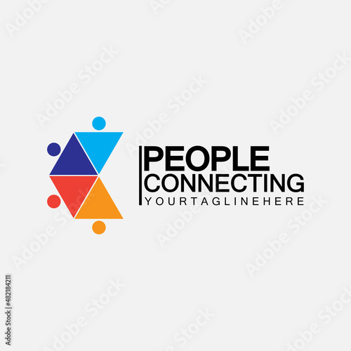 Abstract Initial Letter C Connecting People Logo Vector  Design Template